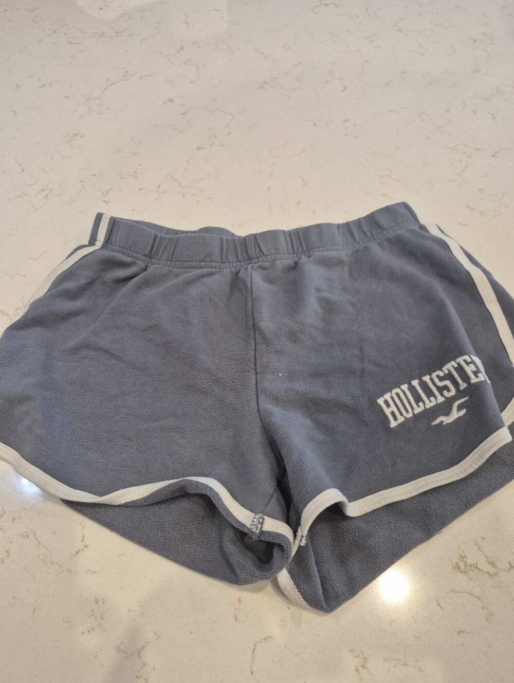Hollister Dusty Blue Athletic Lounge Shorts with White Trim